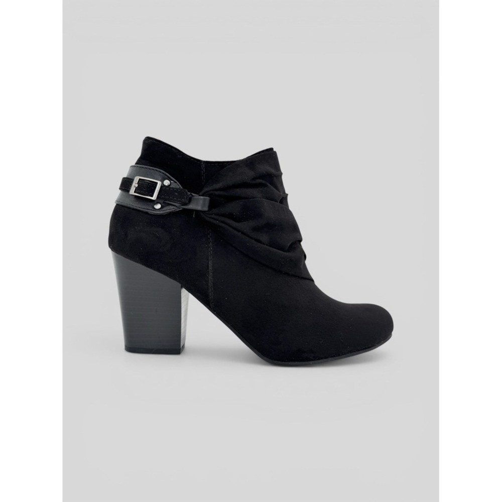 Laura Ashley Ankle Booties Black 7.5 Ruched Block Heel Business Casual